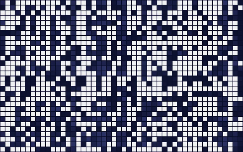 A grid of table cells, the small ones lit, blurred by calibrated noise