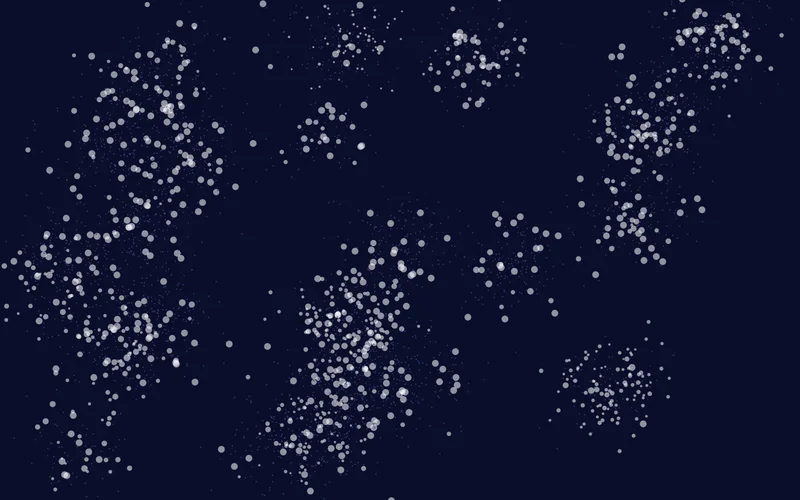 Clusters of simulated students, one cluster per college, sized by weight